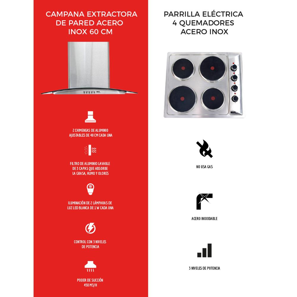 Foto 3 | Campana y Parrilla Eléctrica Disa Home 4 Quemadores