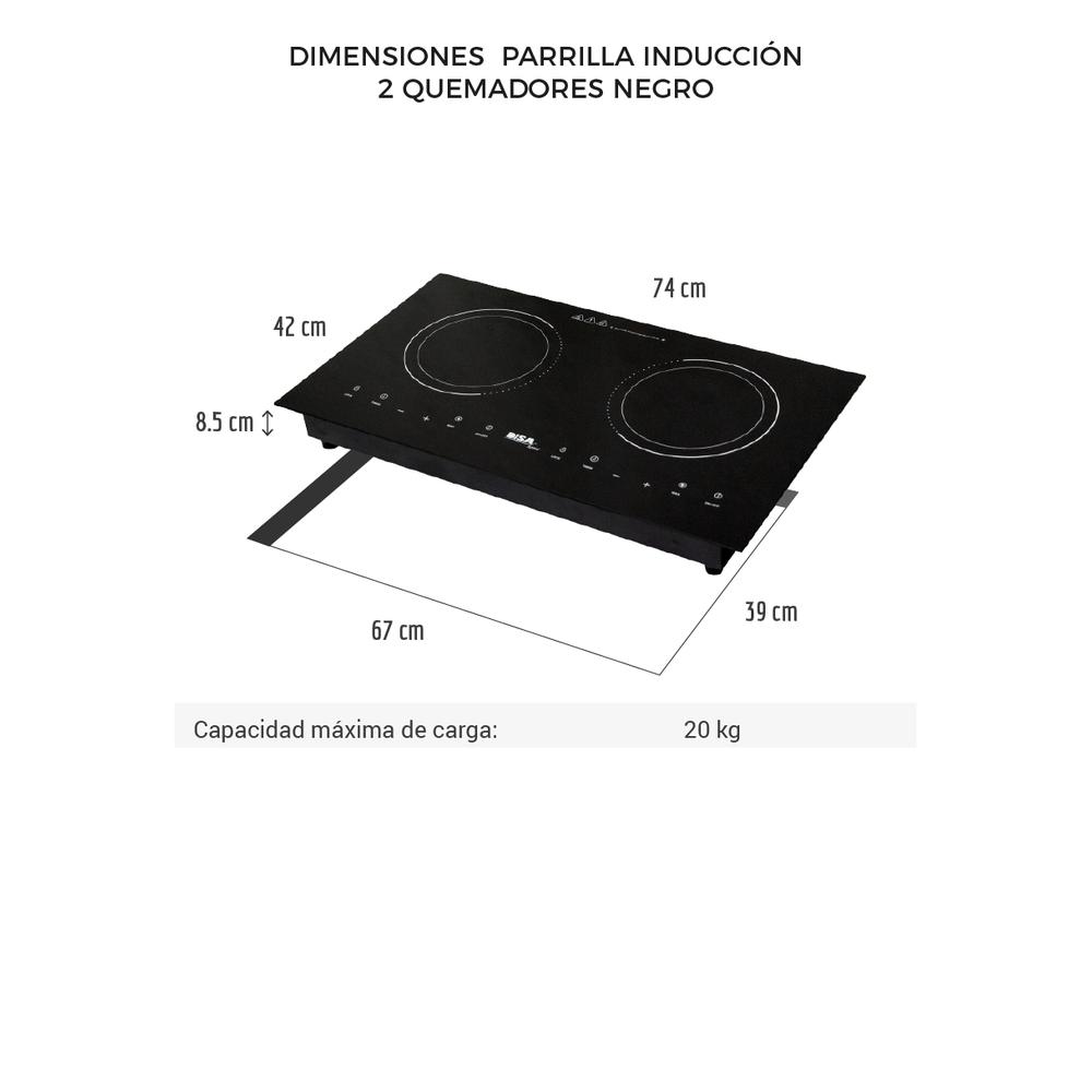 Foto 6 pulgar | Combo Disa Home Parrilla Inducción 2 Quemadores y Campana Extractora de Pared color Negro 80 cm