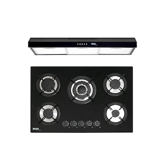 Foto 1 | Combo Disa Home Parrilla de Gas 5 Quemadores Cristal Templado y Campana de Pared color Negro