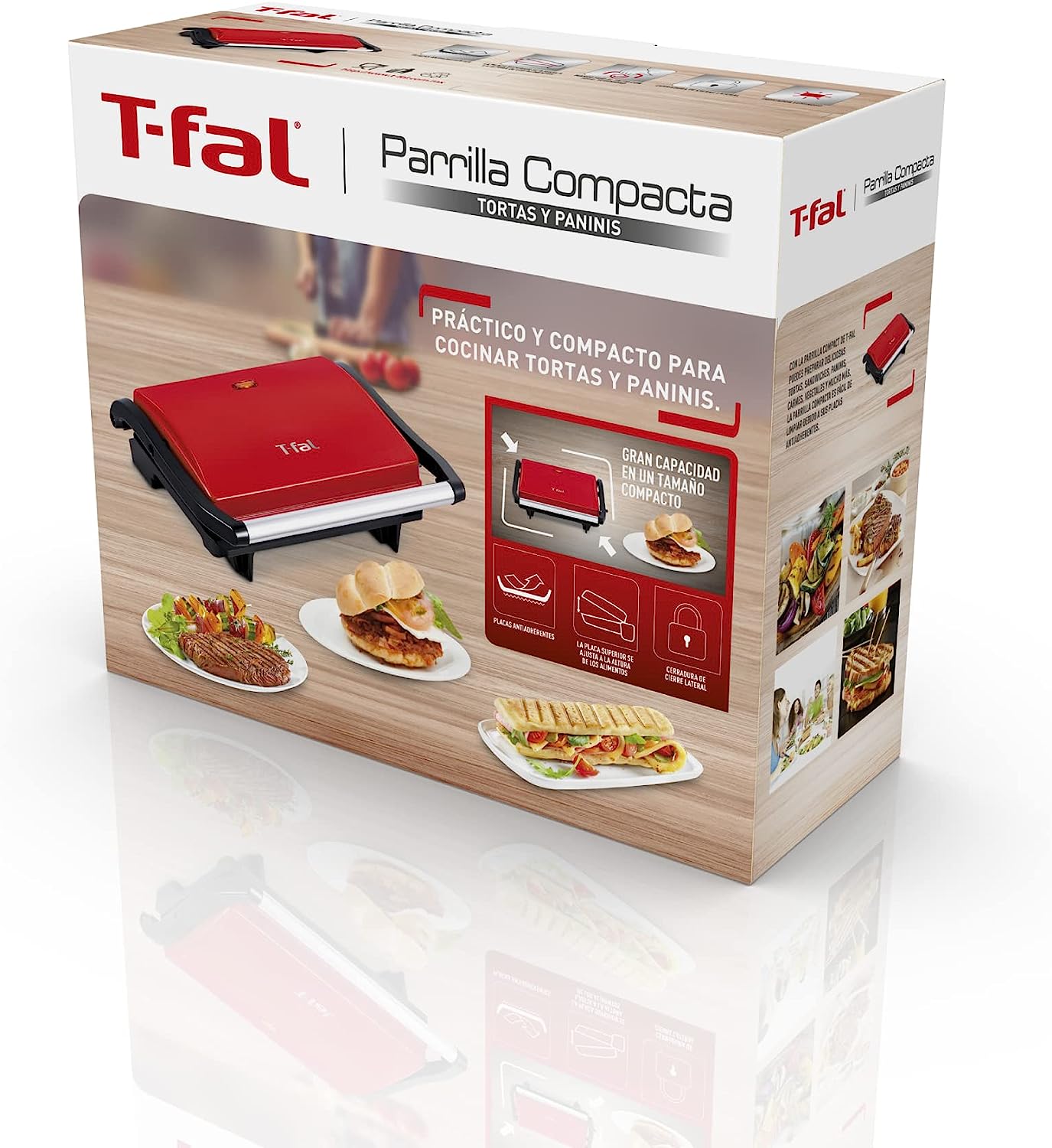 Foto 7 pulgar | Parrilla Panini Compacta T-Fal Color Rojo