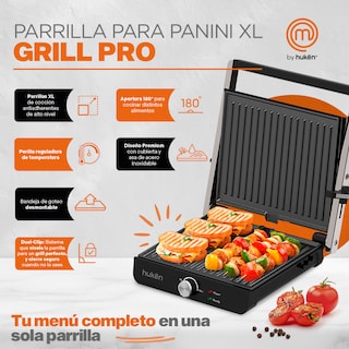 Foto 3 | Parrilla para Panini XL Grill Masterchef By Huken Acero 4 Rebanadas
