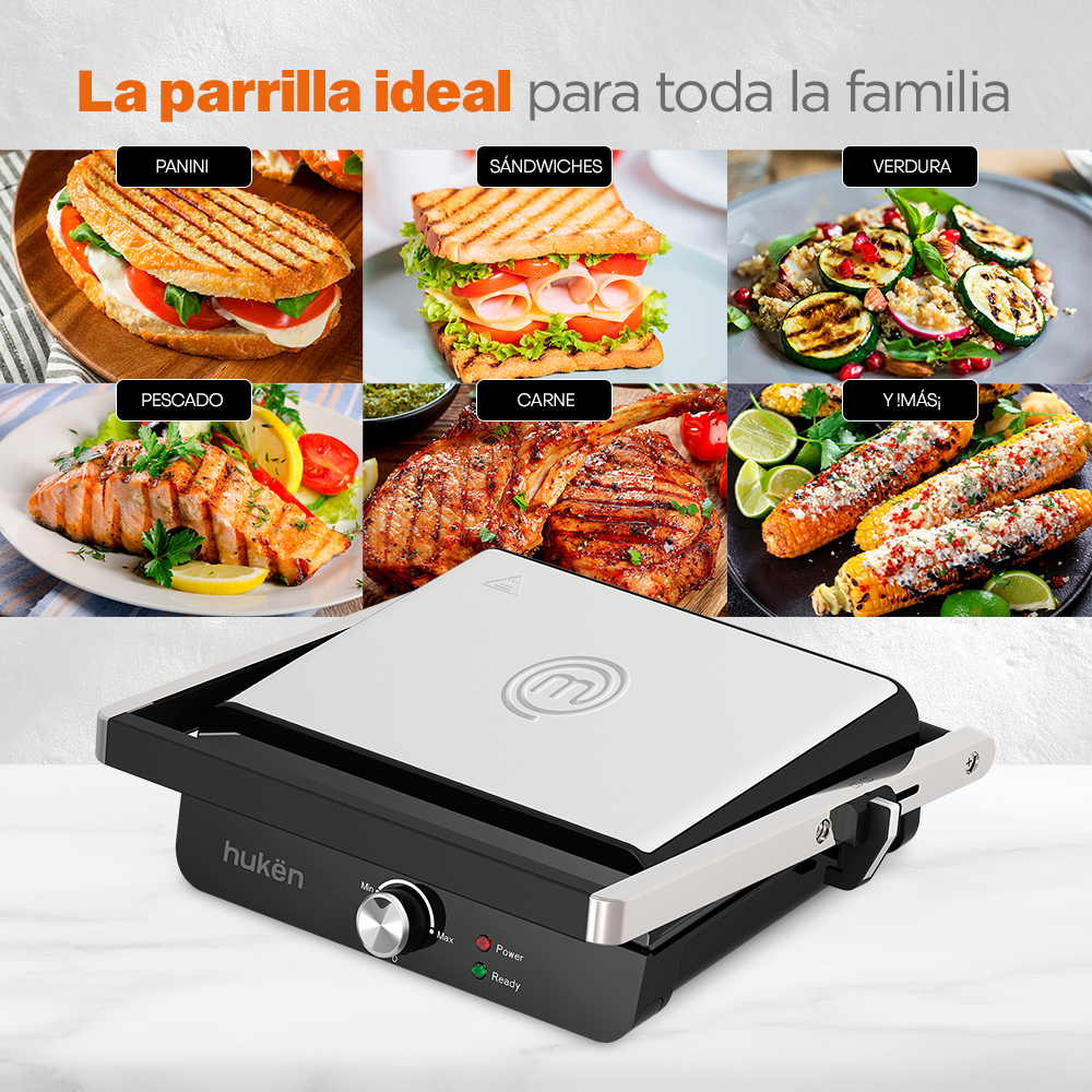 Foto 4 | Parrilla para Panini XL Grill Masterchef By Huken Acero 4 Rebanadas