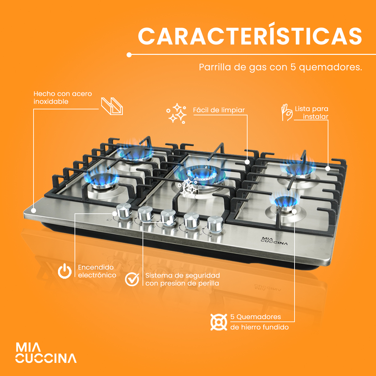 Foto 3 | Parrilla De Gas 5 Quemadores