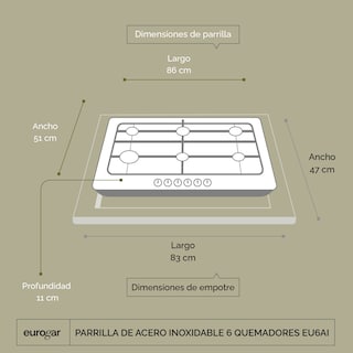 Foto 3 | Parrilla De Gas 6 Quemadores Acero Inoxidable Eu6ai Eurogar