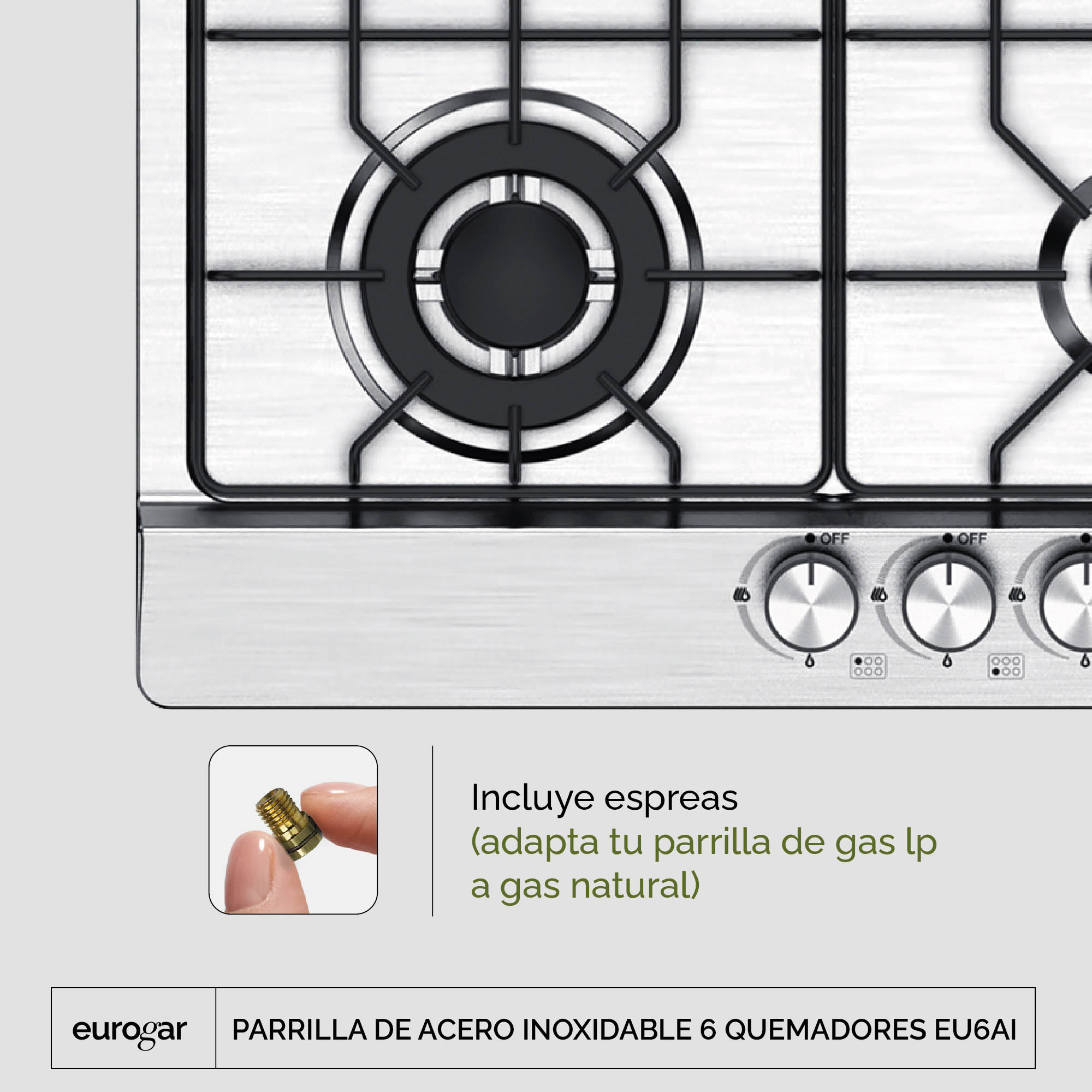 Foto 5 pulgar | Parrilla De Gas 6 Quemadores Acero Inoxidable Eu6ai Eurogar