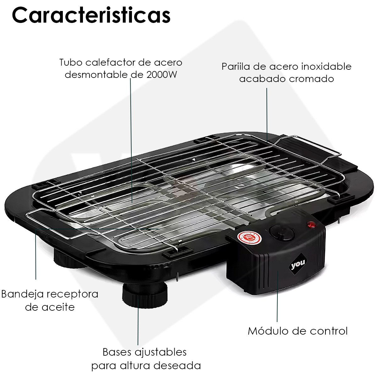 Foto 4 pulgar | Parrilla Electrica Asador Portatil Bbq 3 Niveles 2000w You