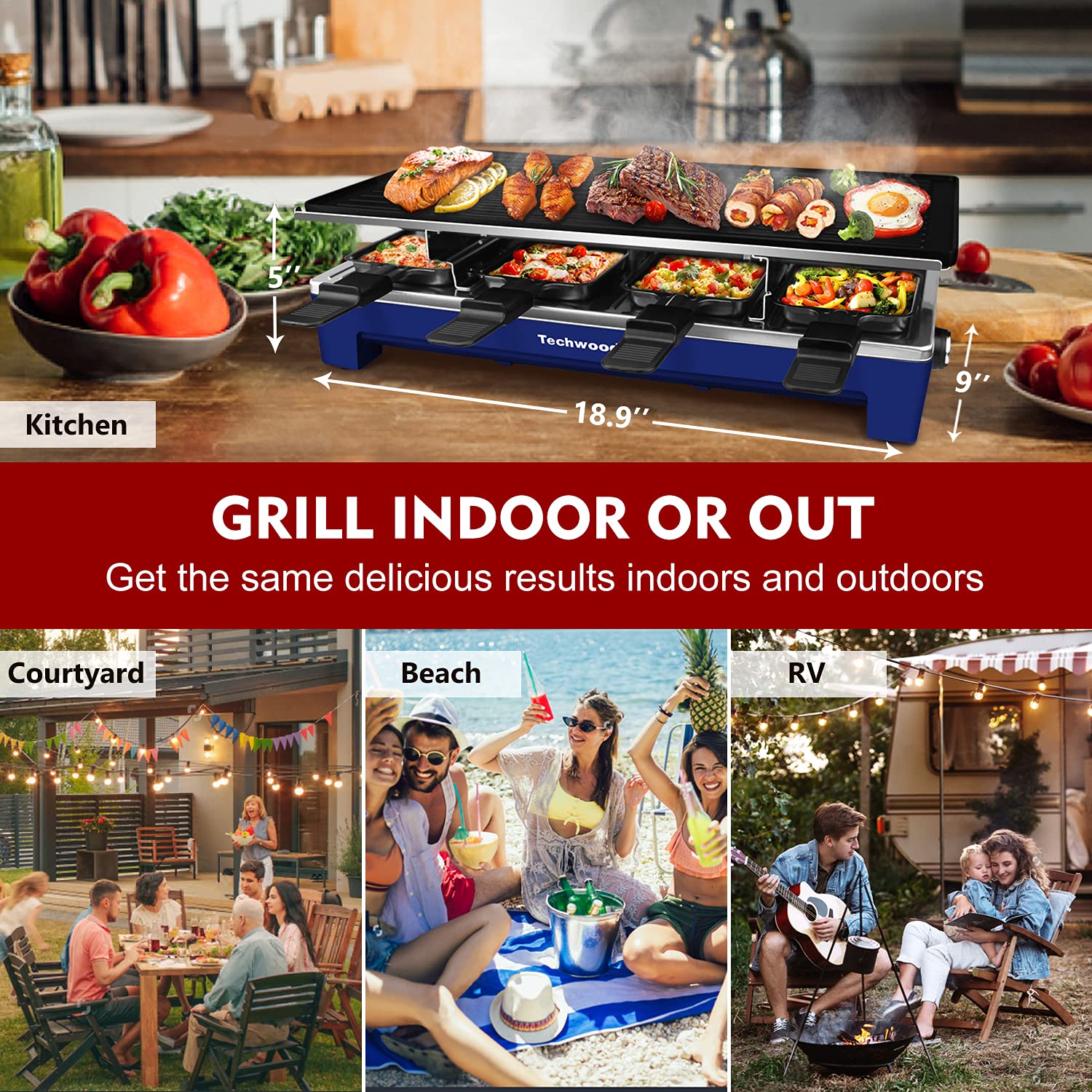 Foto 3 pulgar | Mesa Eléctrica Raclette Grill Techwood para Interiores 1500 W - Venta Internacional