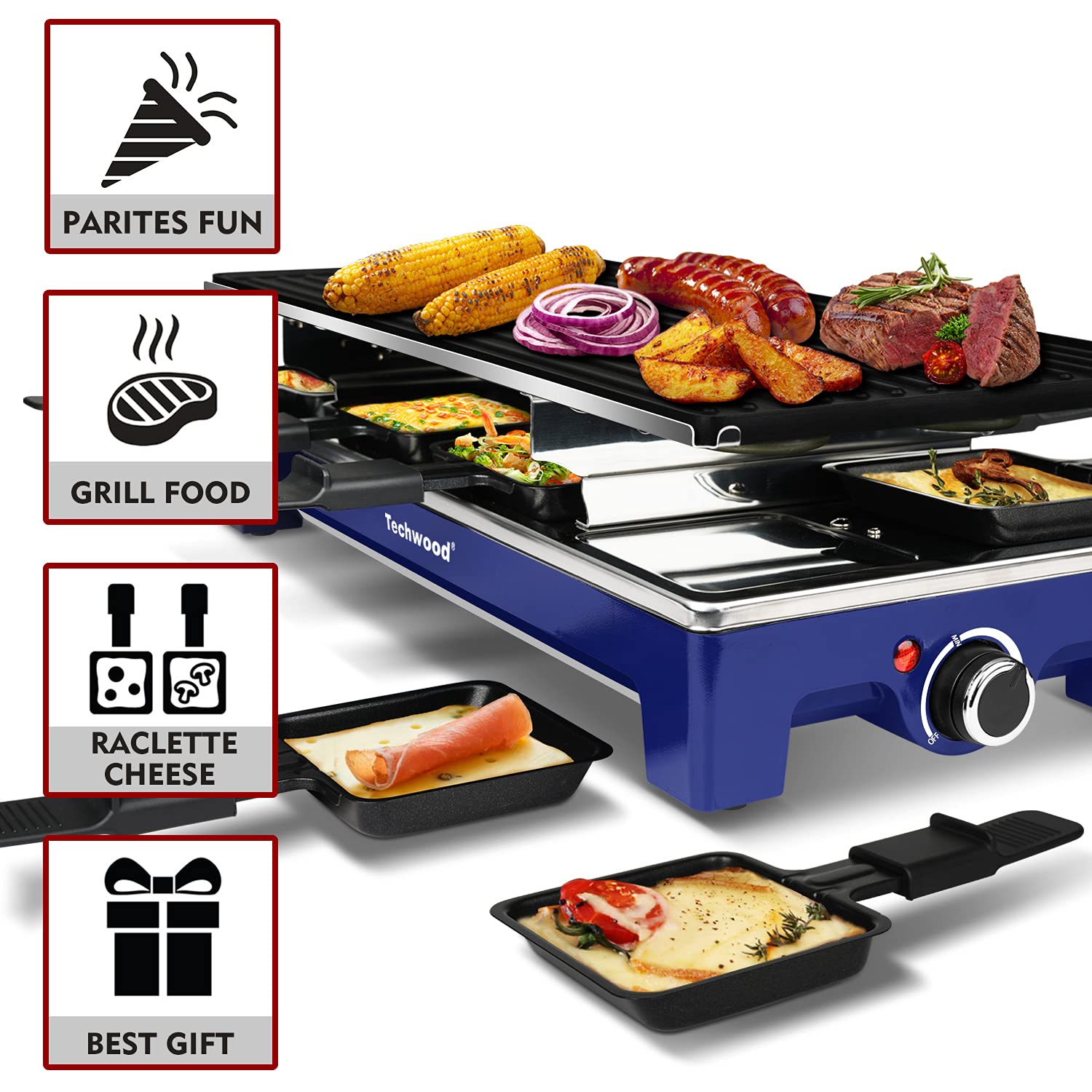 Foto 5 pulgar | Mesa Eléctrica Raclette Grill Techwood para Interiores 1500 W - Venta Internacional