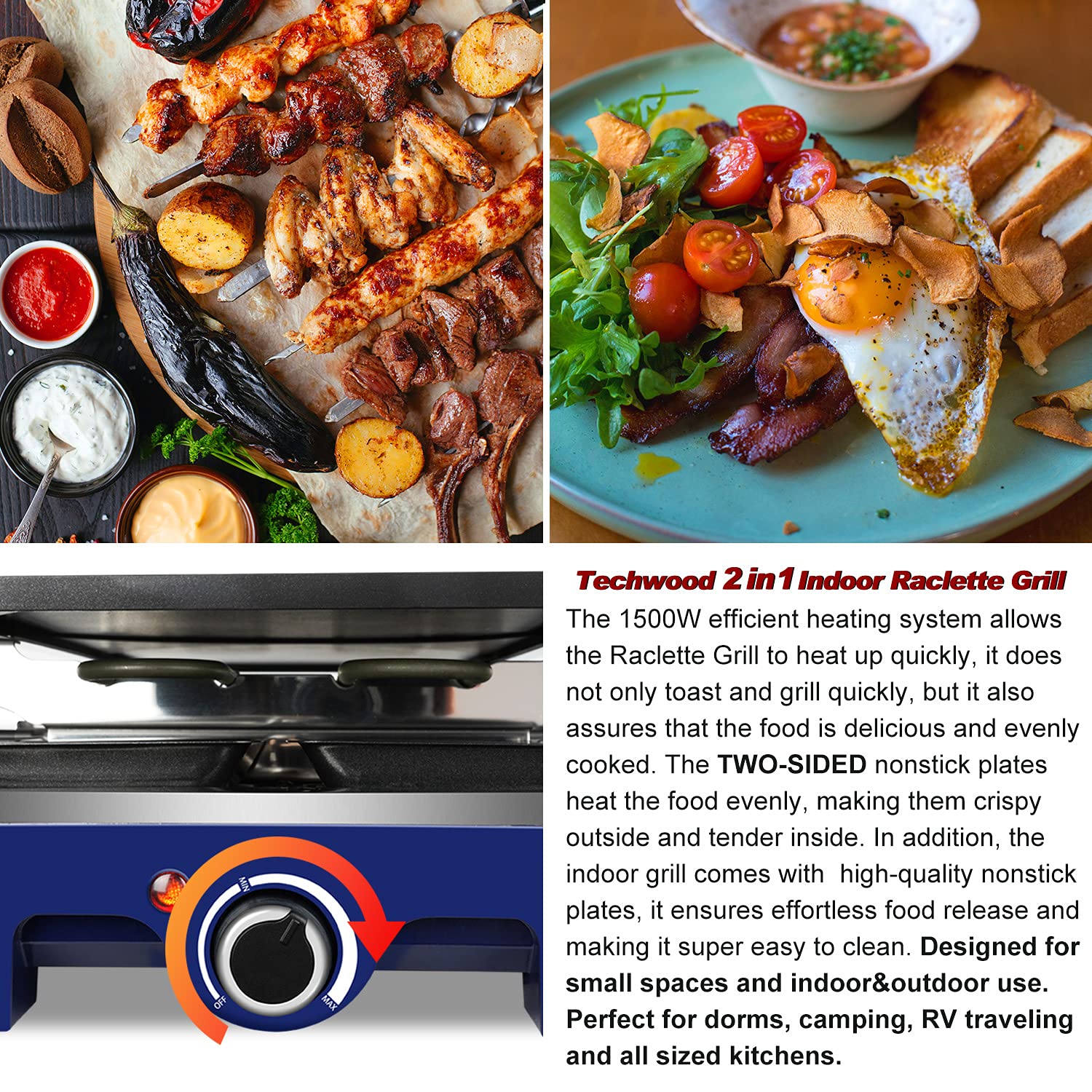 Foto 7 pulgar | Mesa Eléctrica Raclette Grill Techwood para Interiores 1500 W - Venta Internacional