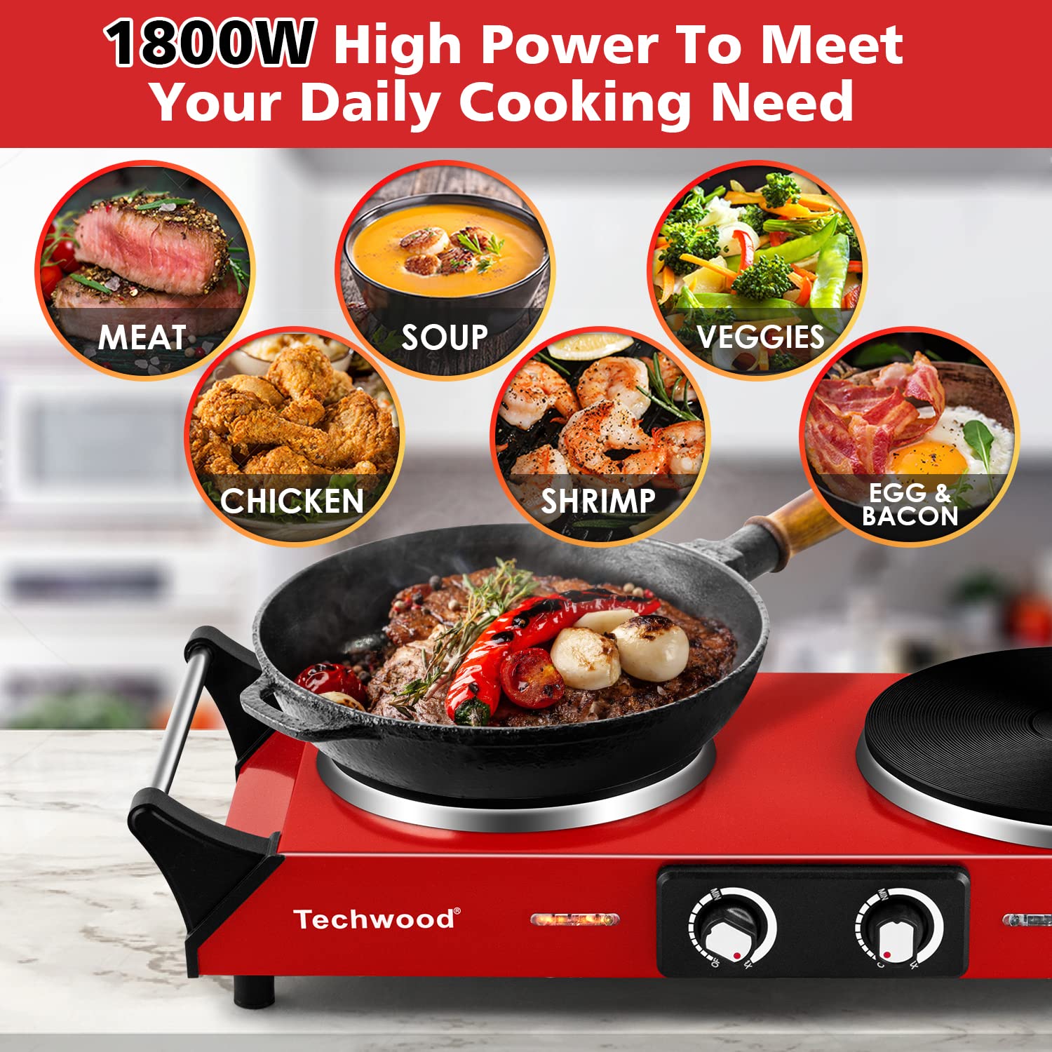 Foto 4 | Estufa Eléctrica Portátil Hot Plate Techwood 1800w - Venta Internacional.