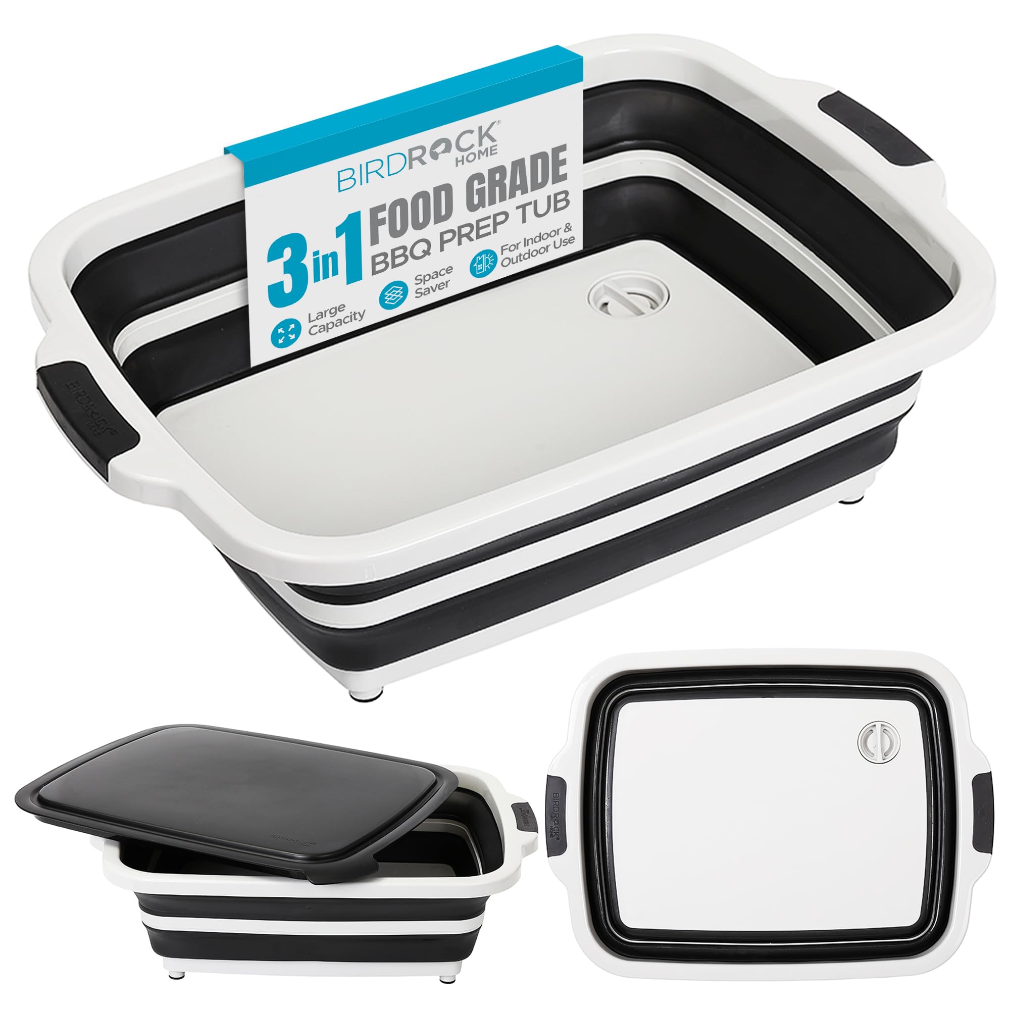 Recipiente Plegable Para Preparar Barbacoas Birdrock Home Con Tabla De Cortar, Color Negro - Venta Internacional. $1,429