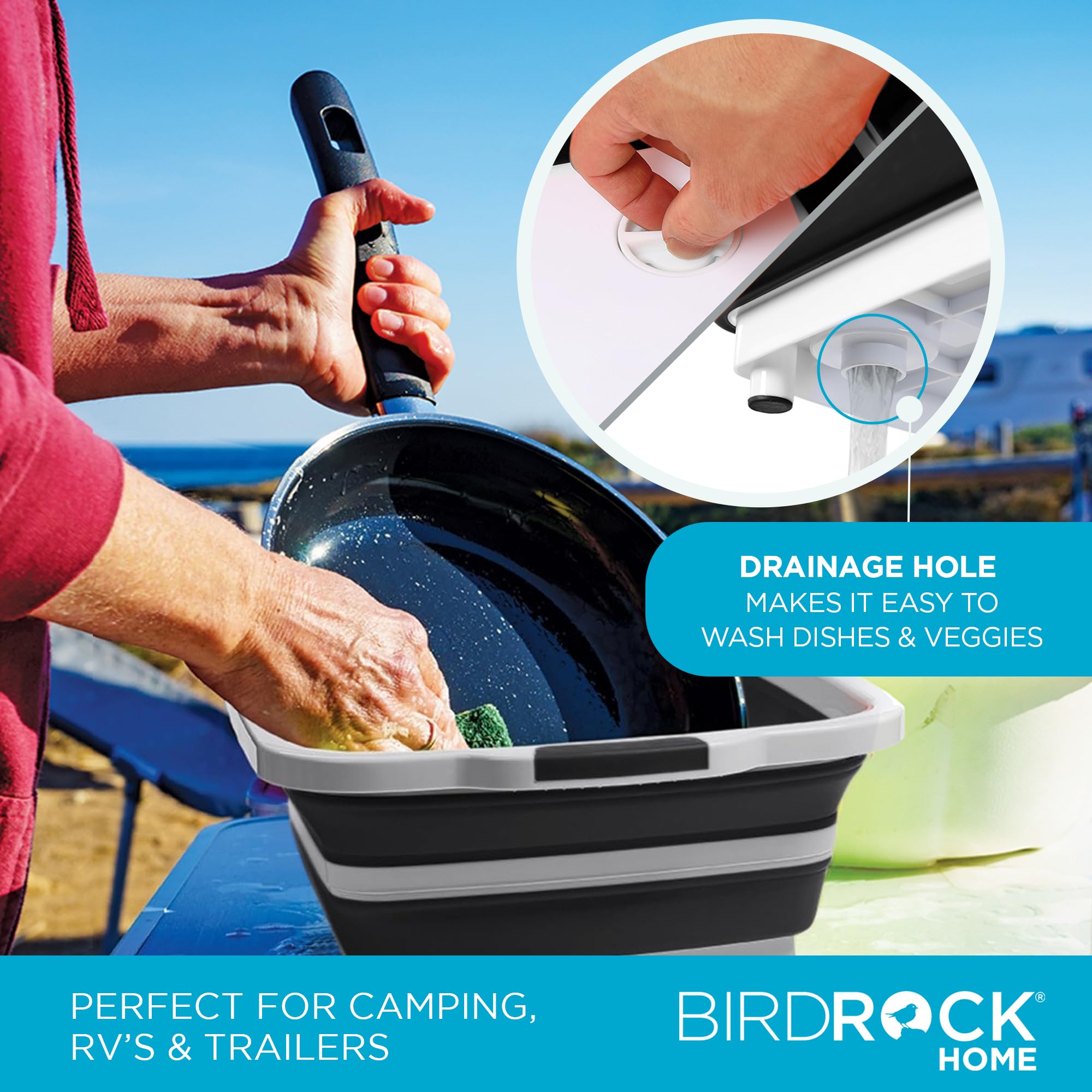 Foto 6 | Recipiente Plegable Para Preparar Barbacoas Birdrock Home Con Tabla De Cortar, Color Negro - Venta Internacional.