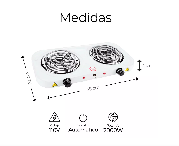 Foto 3 pulgar | Parrilla Eléctrica Raga 2 Quemadores Acero Inoxidable 2000 W