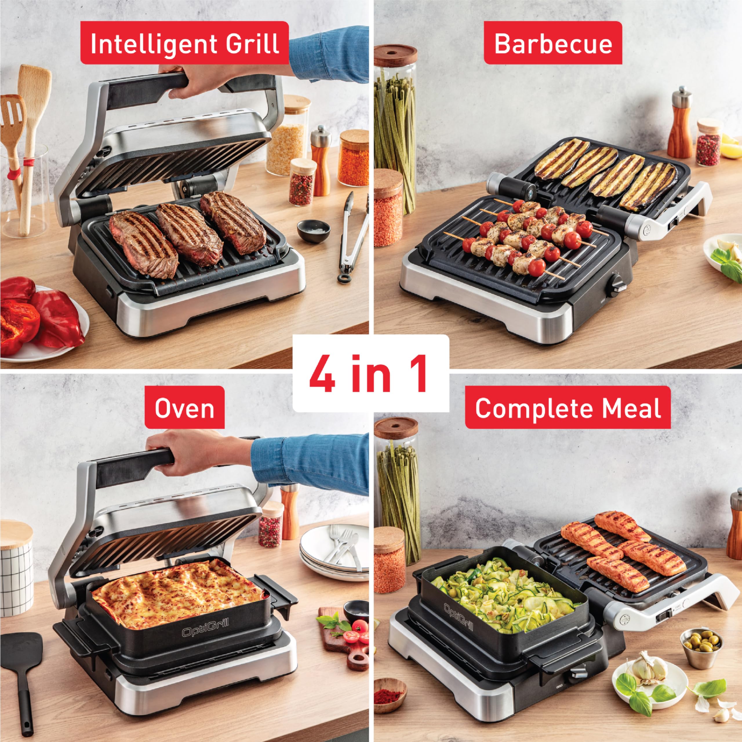 Foto 2 | Parrilla Eléctrica T-fal Optigrill 4 En 1 De Acero Inoxidable Para Interiores - Venta Internacional