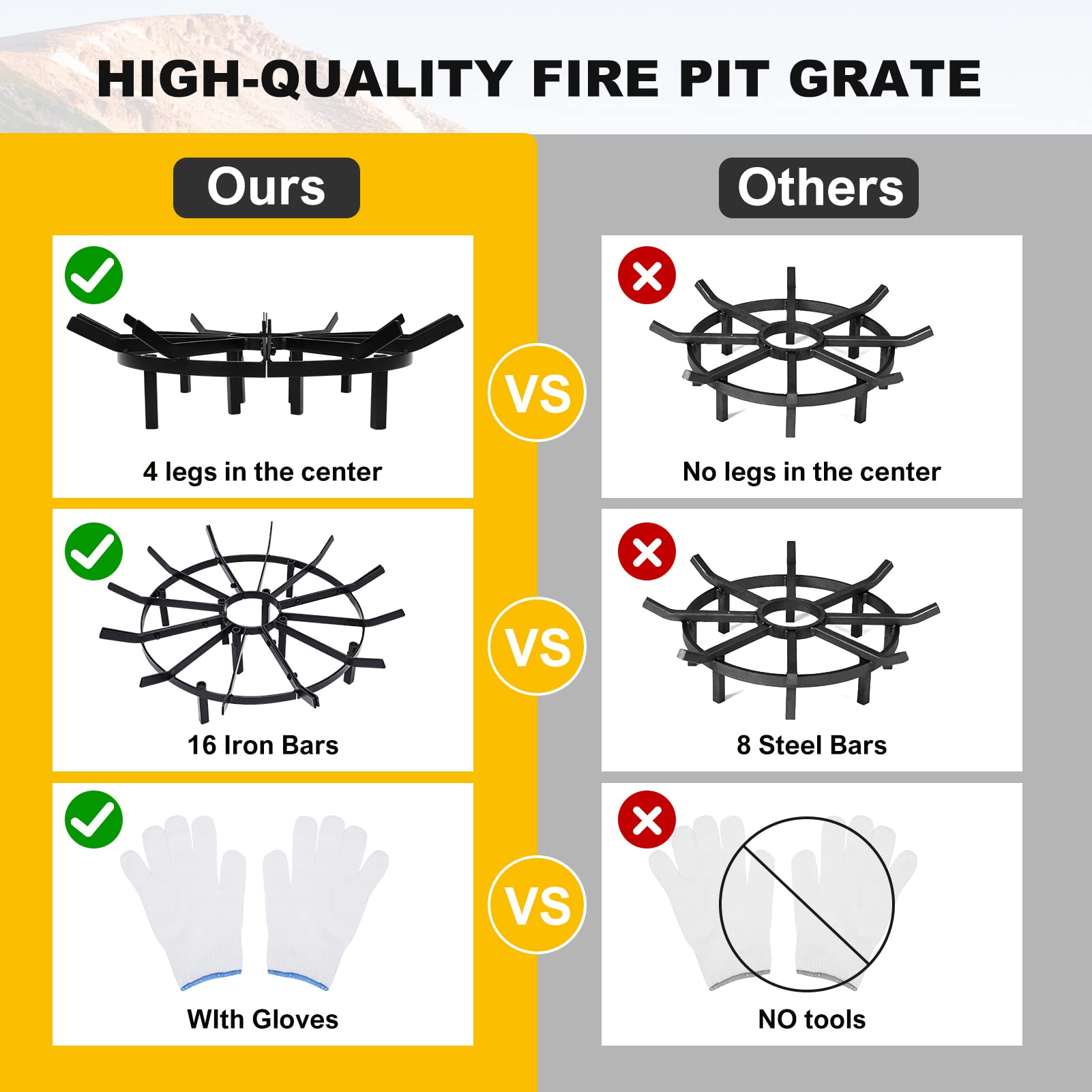 Foto 5 pulgar | Parrilla para Chimenea Grate 1more de 24 Pulgadas Resistente y Duradera para Leña y Fogatas - Venta Internacional