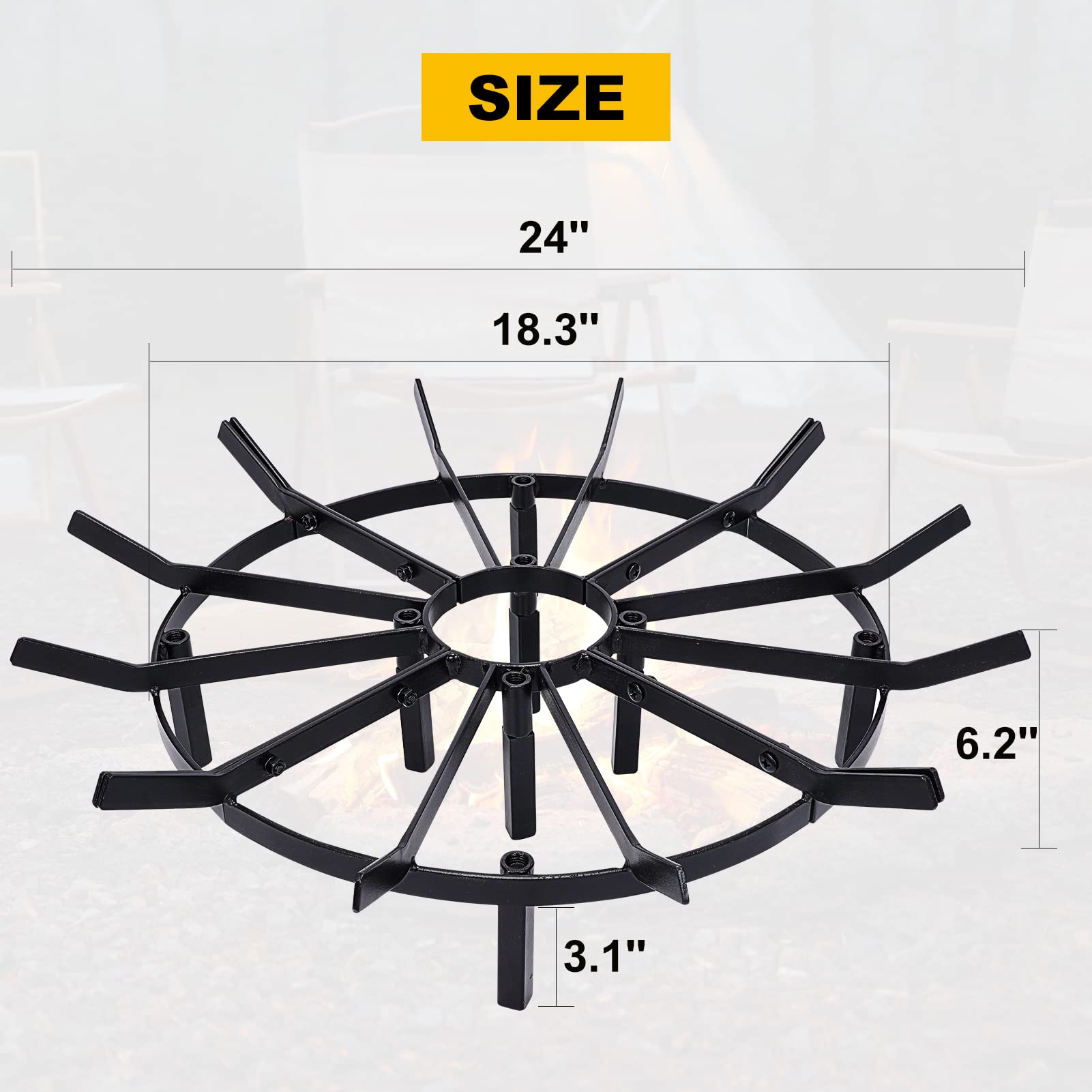 Foto 7 pulgar | Parrilla para Chimenea Grate 1more de 24 Pulgadas Resistente y Duradera para Leña y Fogatas - Venta Internacional