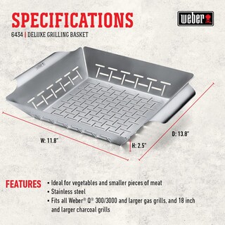 Foto 3 | Cesta para Asar Weber Deluxe de Acero Inoxidable para Gas y Carbón - Venta Internacional