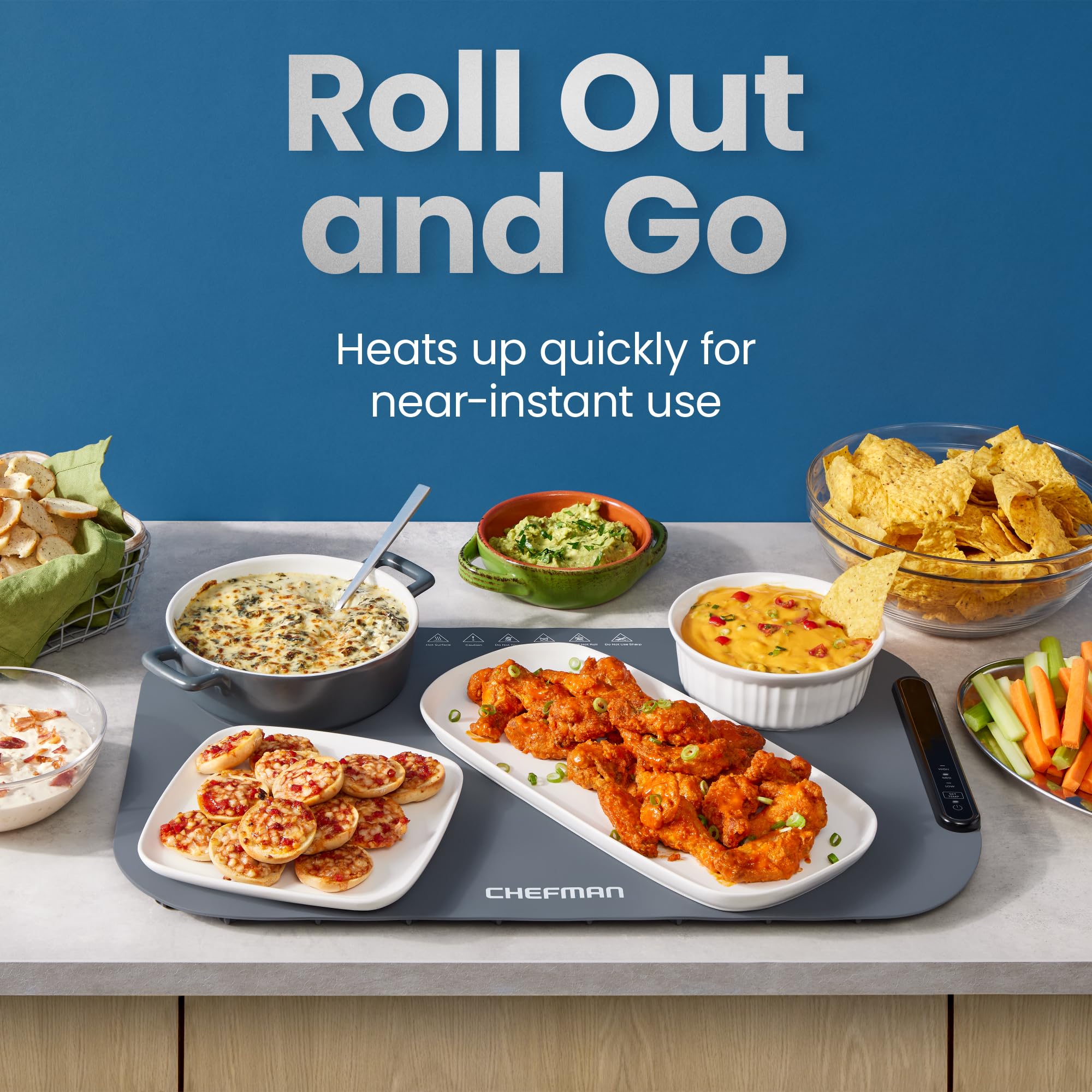 Foto 3 | Bandeja Eléctrica Chefman Roll N' Go para Calentar Alimentos Gris - Venta Internacional