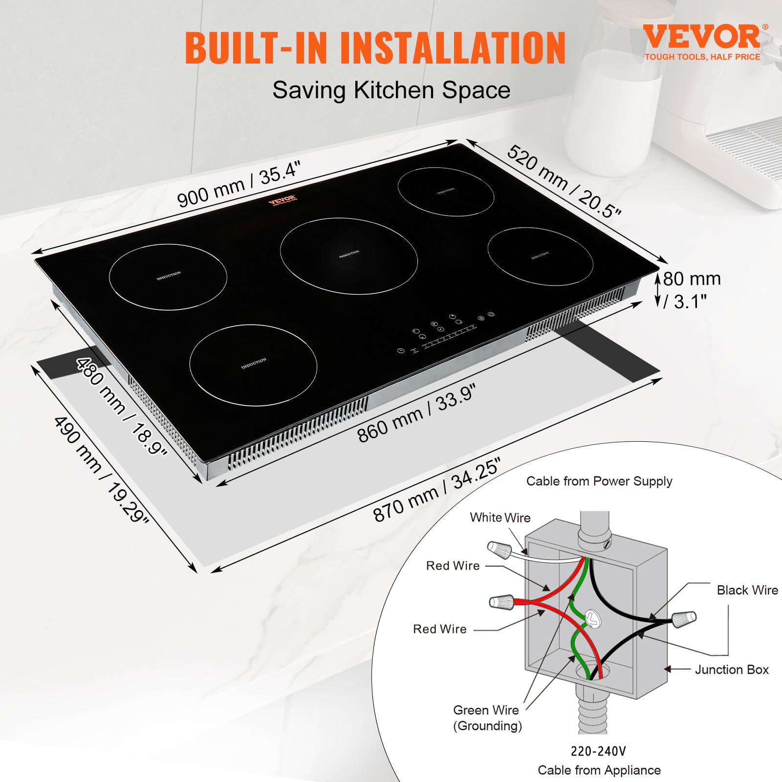 Foto 7 pulgar | Estufa Eléctrica Vevor de 5 Quemadores-Venta Internacional