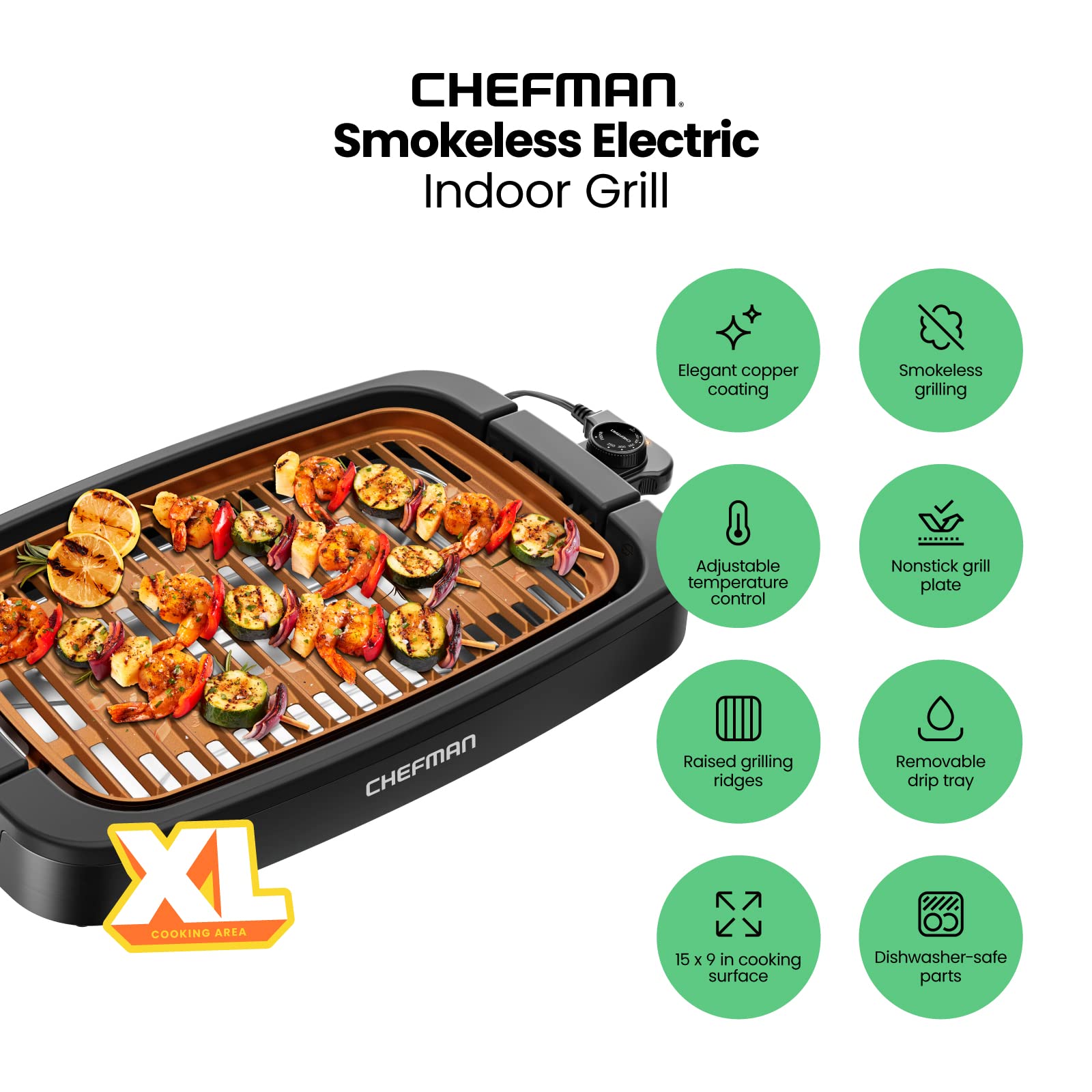 Foto 3 pulgar | Parrilla Eléctrica Chefman sin Humo para Interiores - Venta Internacional