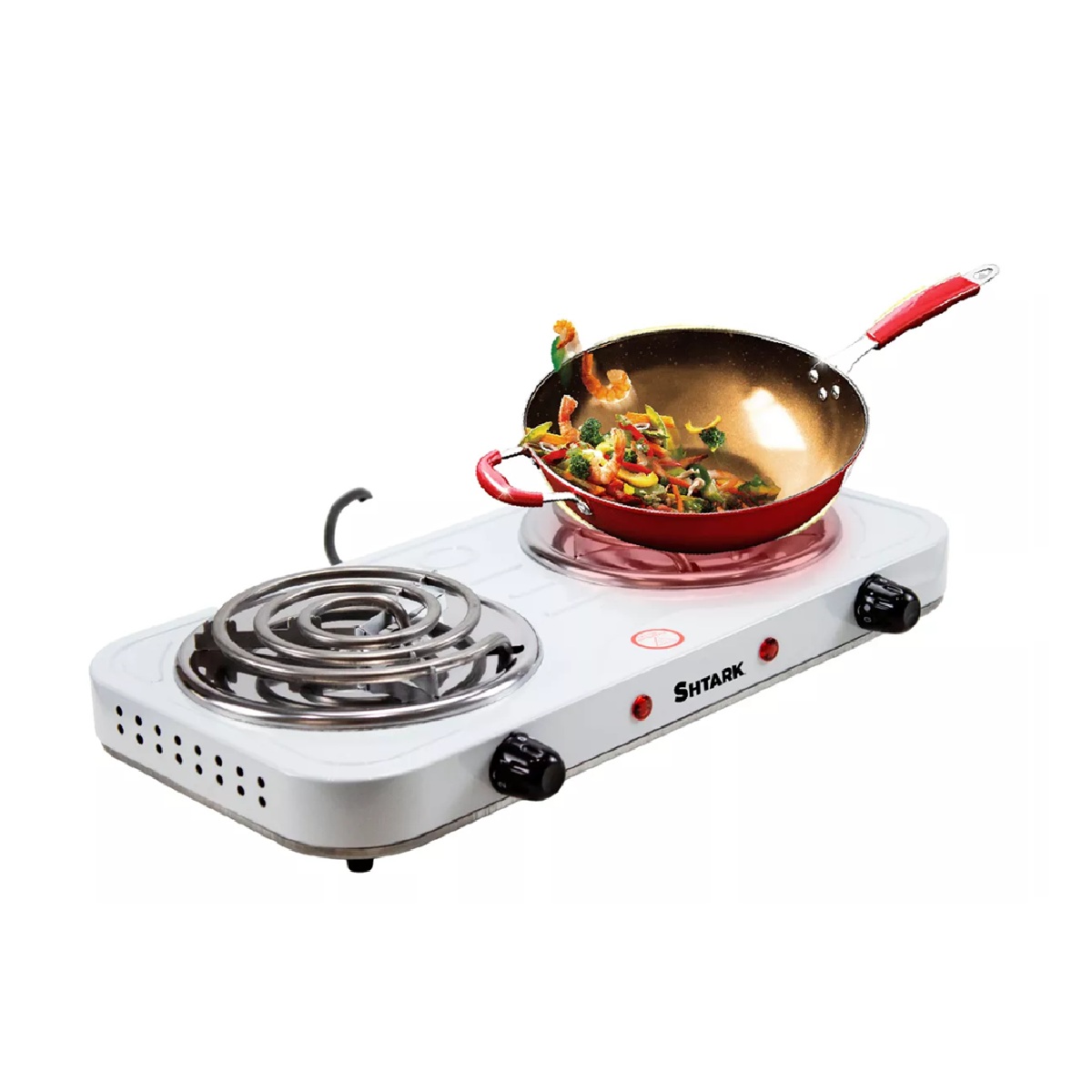 Parrilla Eléctrica dos Quemadores Shtark Blanca