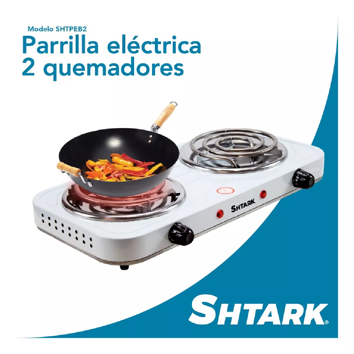 Foto 3 pulgar | Parrilla Eléctrica dos Quemadores Shtark Blanca