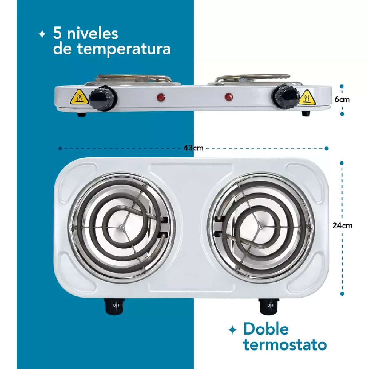 Foto 4 pulgar | Parrilla Eléctrica dos Quemadores Shtark Blanca