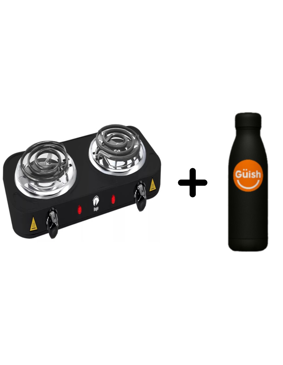 Parrilla Eléctrica 2 Quemadores Acero Inoxidable + Termo Güish Gratis