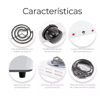 Foto 3 | Parrilla Eléctrica 2 Quemadores Acero Inoxidable 2000w Color Blanco
