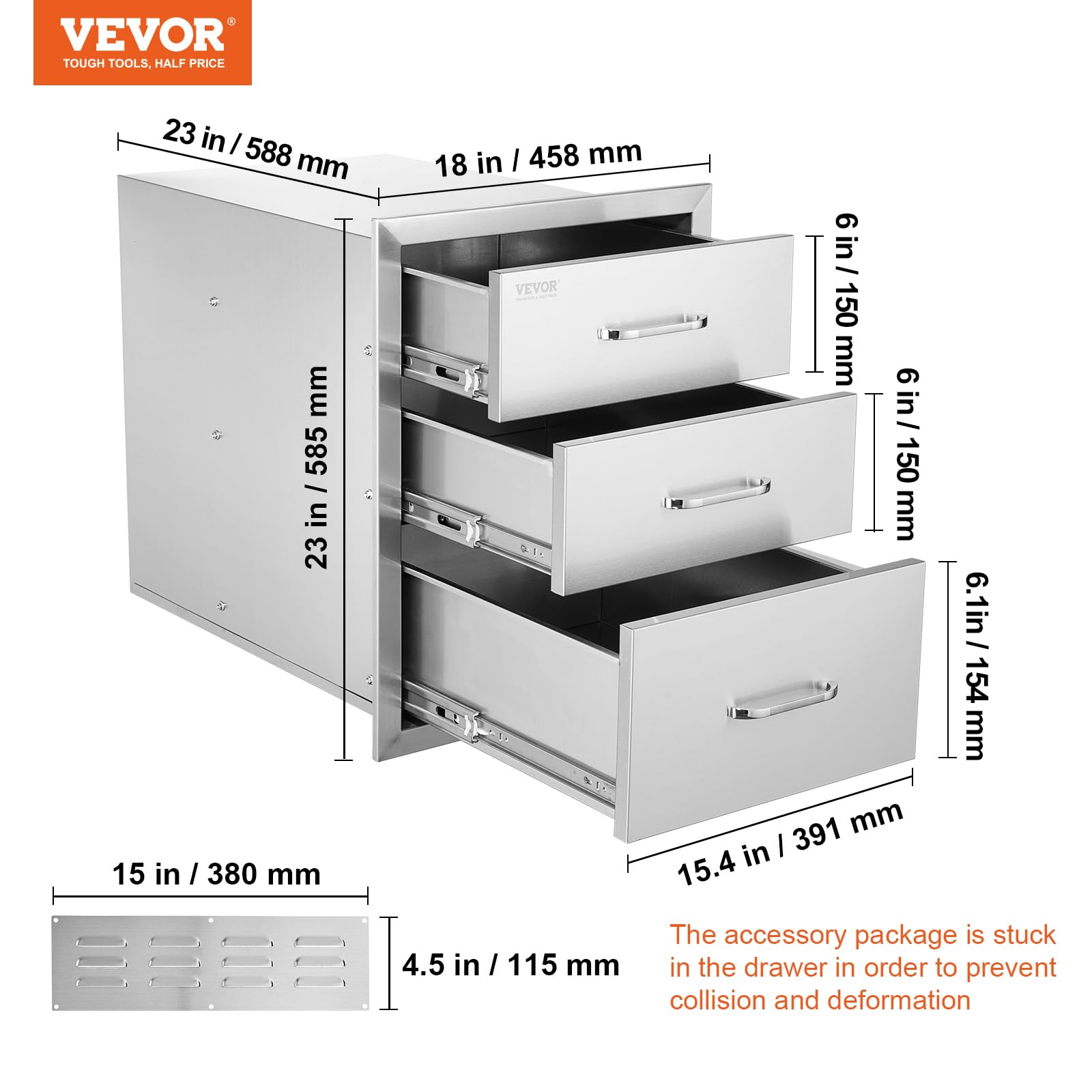 Foto 7 | Cajones Para Barbacoa De Triple Acceso De Acero Inoxidable Para Cocina Exterior - Venta Internacional.