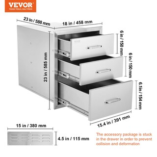 Foto 7 | Cajones Para Barbacoa De Triple Acceso De Acero Inoxidable Para Cocina Exterior - Venta Internacional.