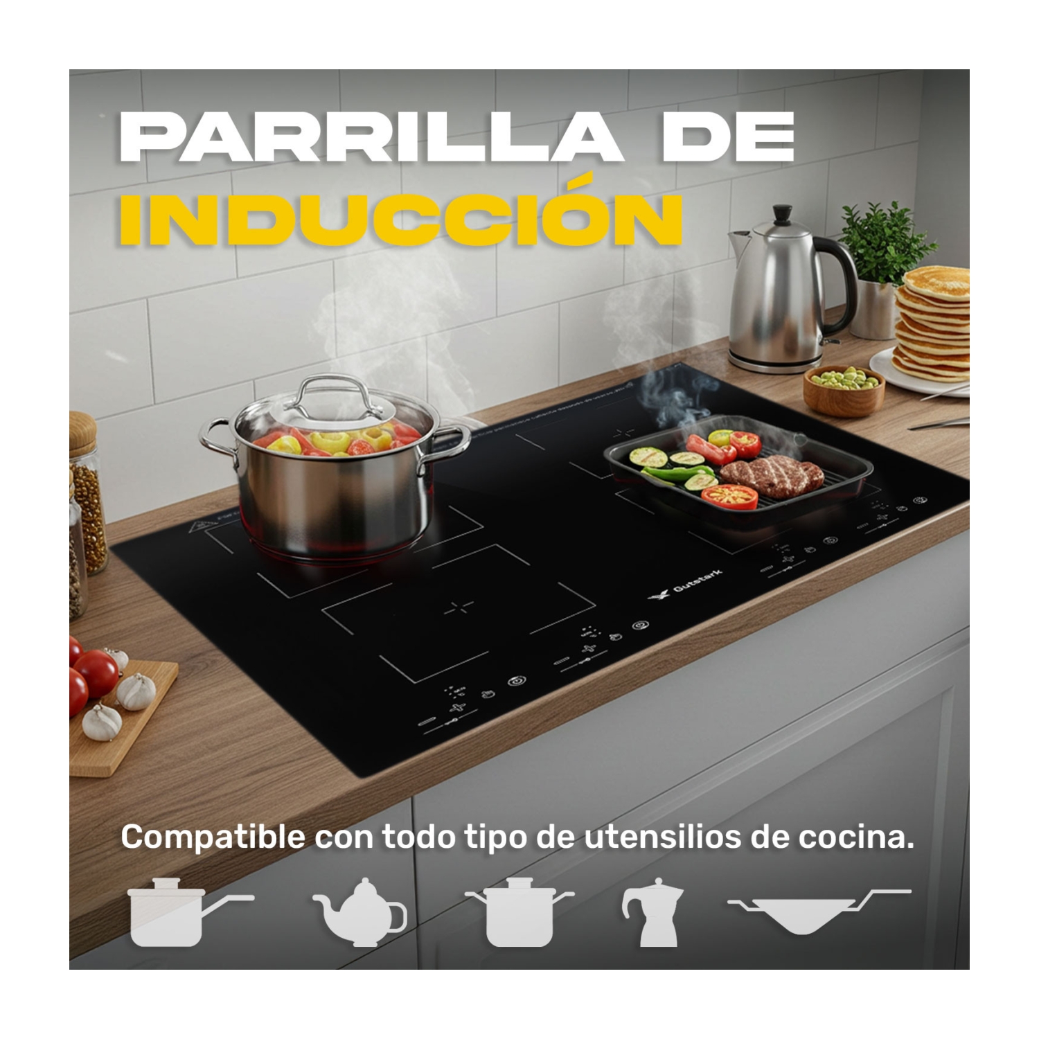 Foto 2 | Parrilla de Inducción Eléctrica Empotrable Gutstark 4 Zonas 4000w Táctil