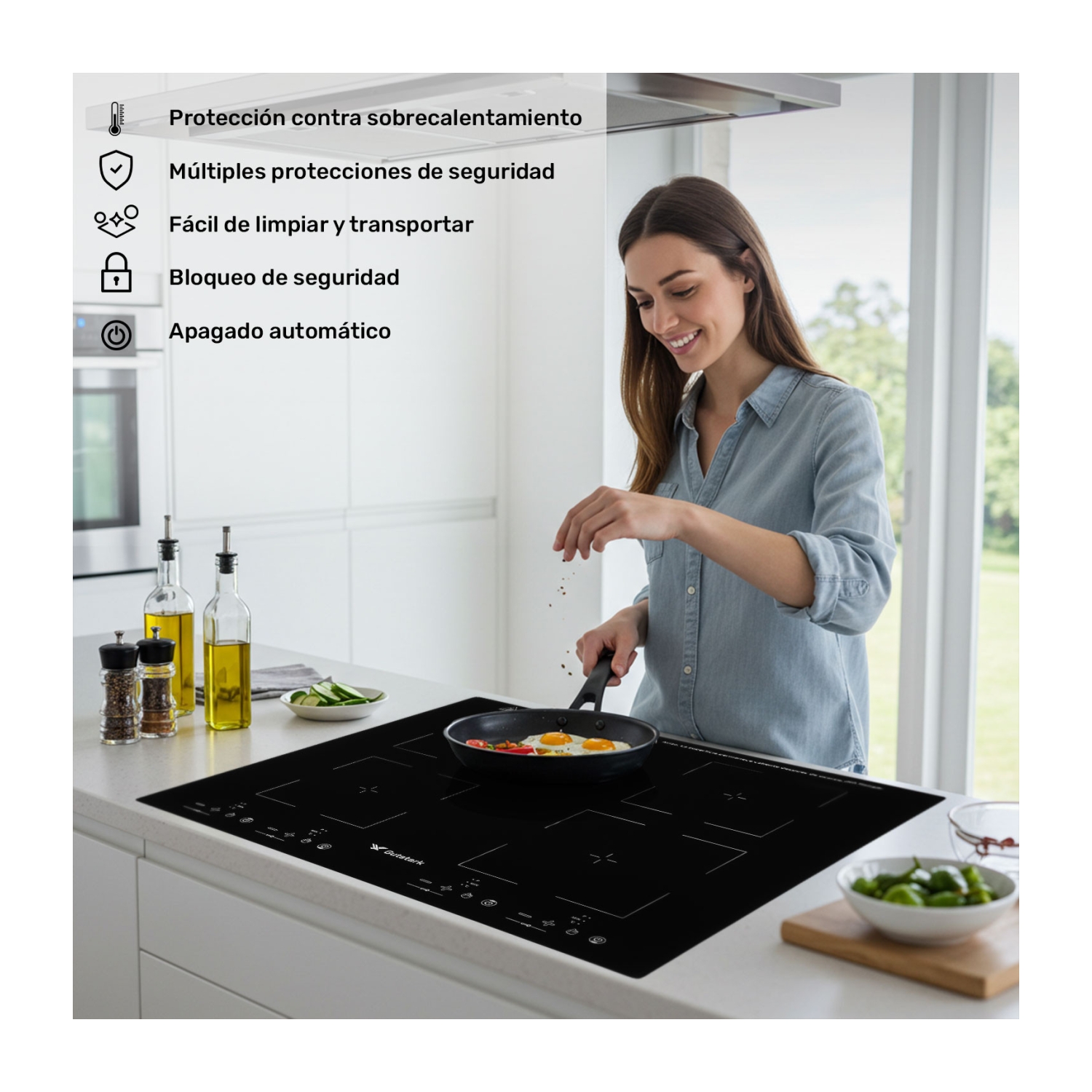 Foto 5 pulgar | Parrilla de Inducción Eléctrica Empotrable Gutstark 4 Zonas 4000w Táctil