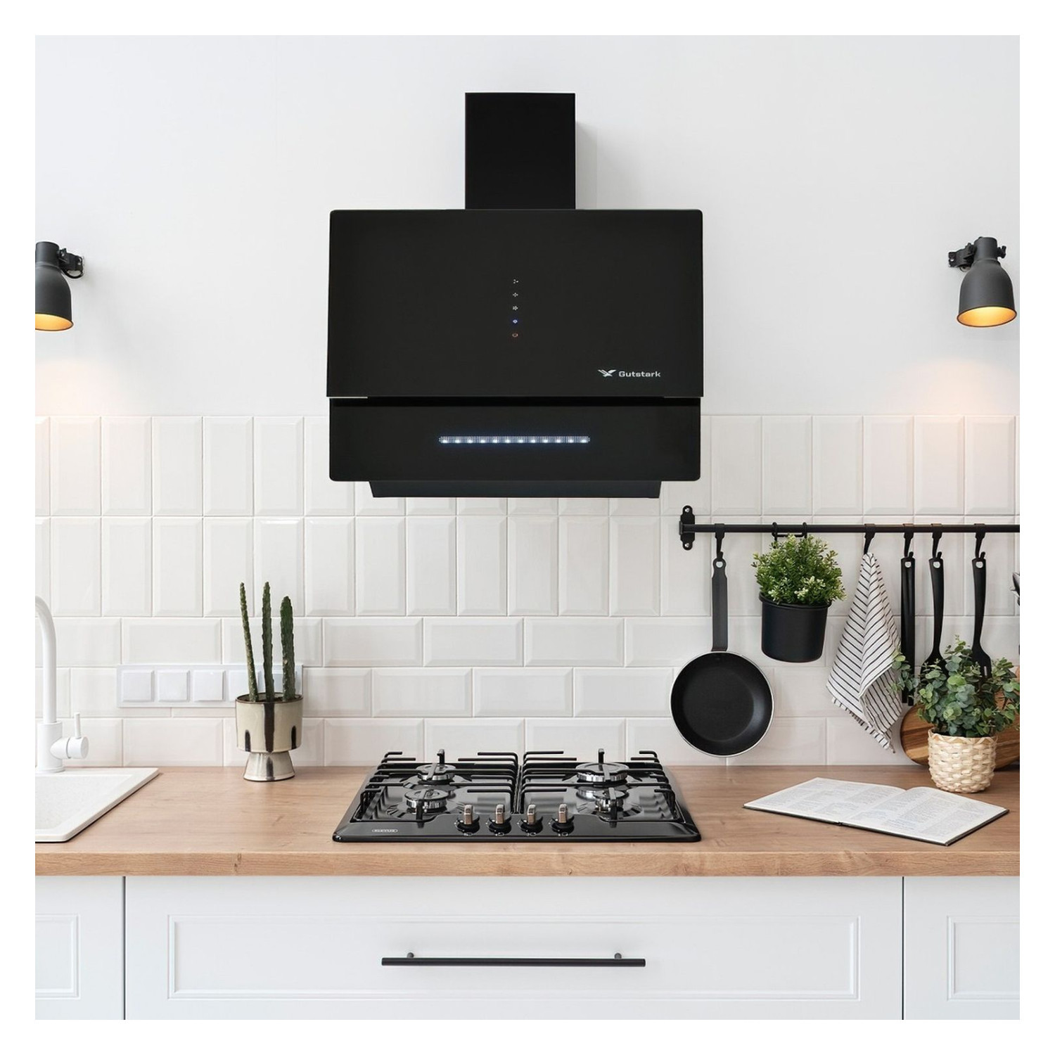 Foto 3 pulgar | Combo Campana Extractor Plegable y Parrilla de Cristal 5 Quemadores Gutstark