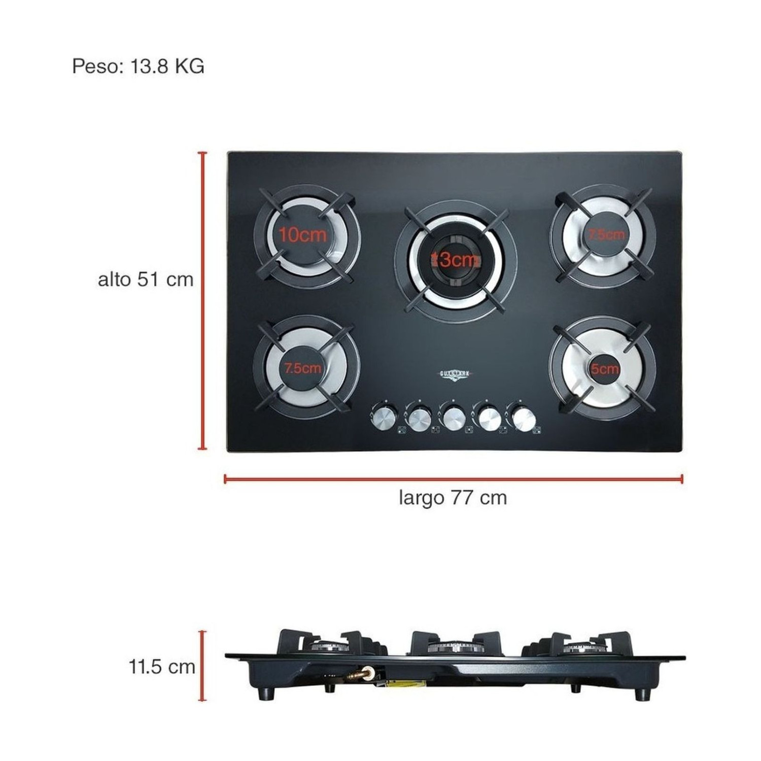 Foto 7 | Combo Campana Extractor Plegable y Parrilla de Cristal 5 Quemadores Gutstark