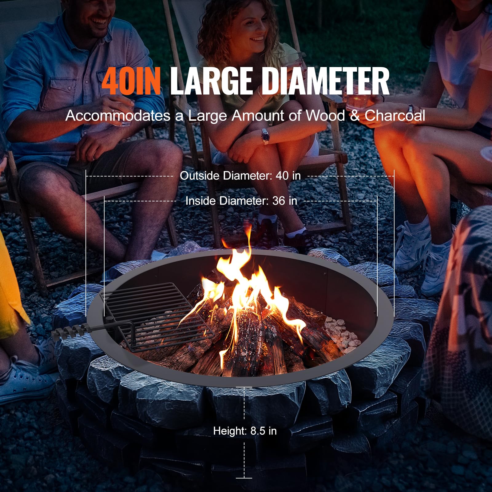 Foto 3 | Aro para Fogata Vevor 40 cm-Venta Internacional