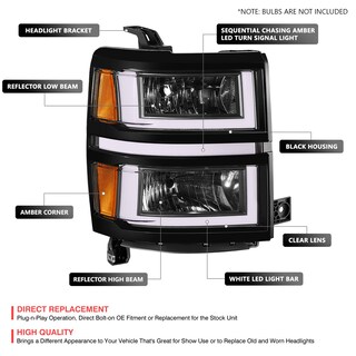 Foto 2 | Barra De Luces 3d Para Faros Delanteros Dna Motoring Silverado 1500 14-15 - Venta Internacional.