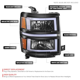 Foto 2 | Barra De Luces 3d Para Faros Delanteros Dna Motoring Silverado 1500 14-15 - Venta Internacional.