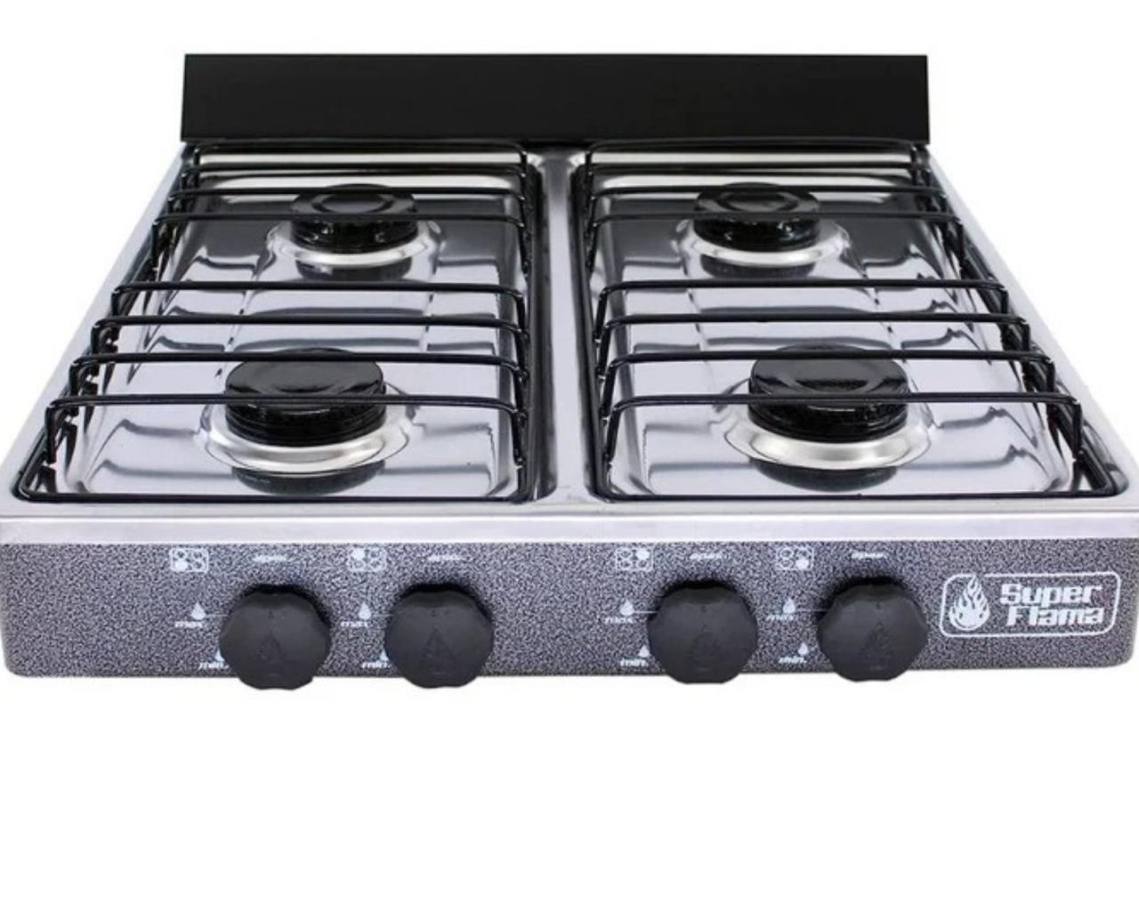 Parrilla 4 Quemadores Superflama con Cubierta de Acero Gris