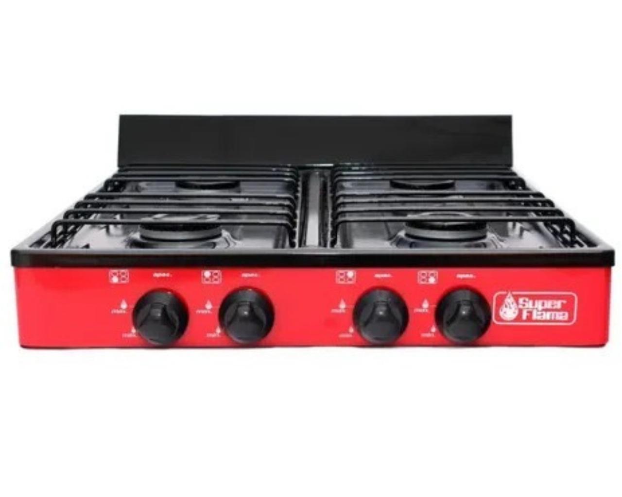 Foto 3 | Parrilla 4 Quemadores de Gas Superflama Cubierta de Acero Inoxidable Roja