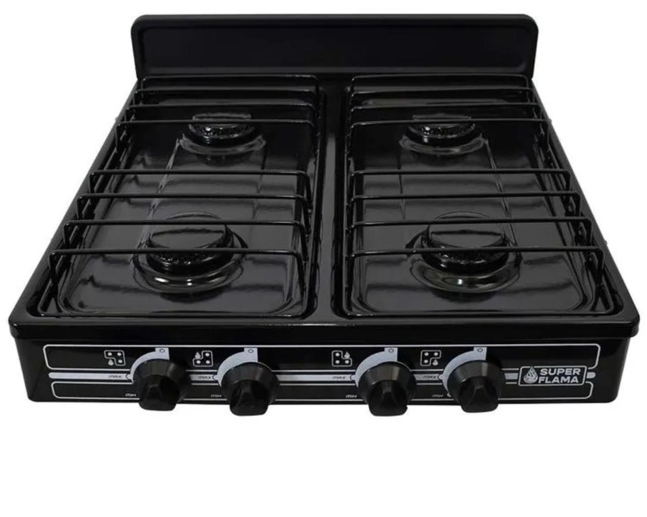 Parrilla 4 Quemadores de Gas Superflama Negro