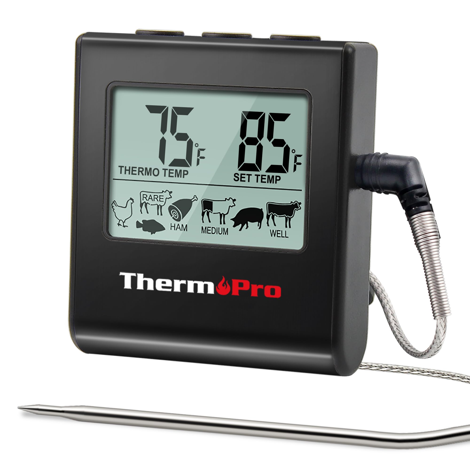 Foto 2 pulgar | Termómetro Digital Para Carne Thermopro Tp16 Lcd Con Temporizador Y Sonda - Venta Internacional.