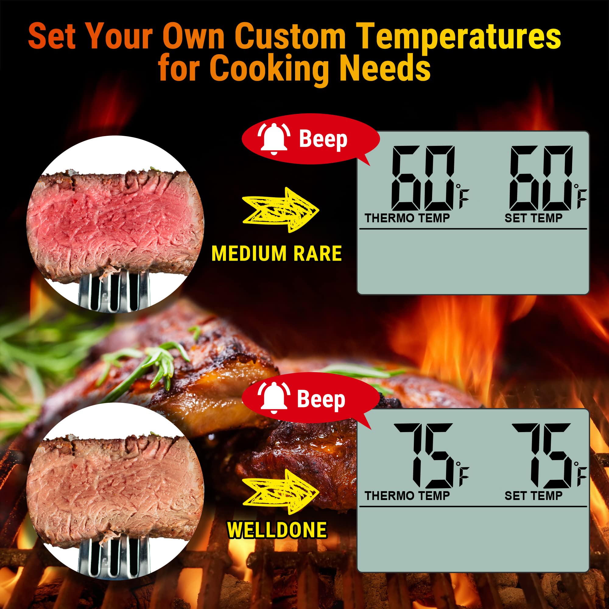 Foto 4 | Termómetro Digital Para Carne Thermopro Tp16 Lcd Con Temporizador Y Sonda - Venta Internacional.