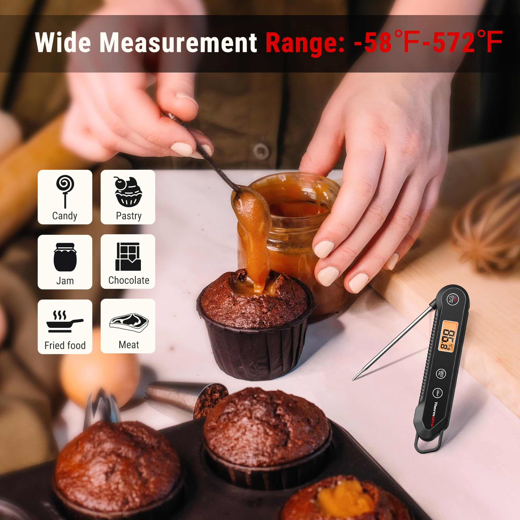 Foto 4 pulgar | Termómetro Digital Para Carne Thermopro  Lectura Instantánea  Resistente Al Agua - Venta Internacional.