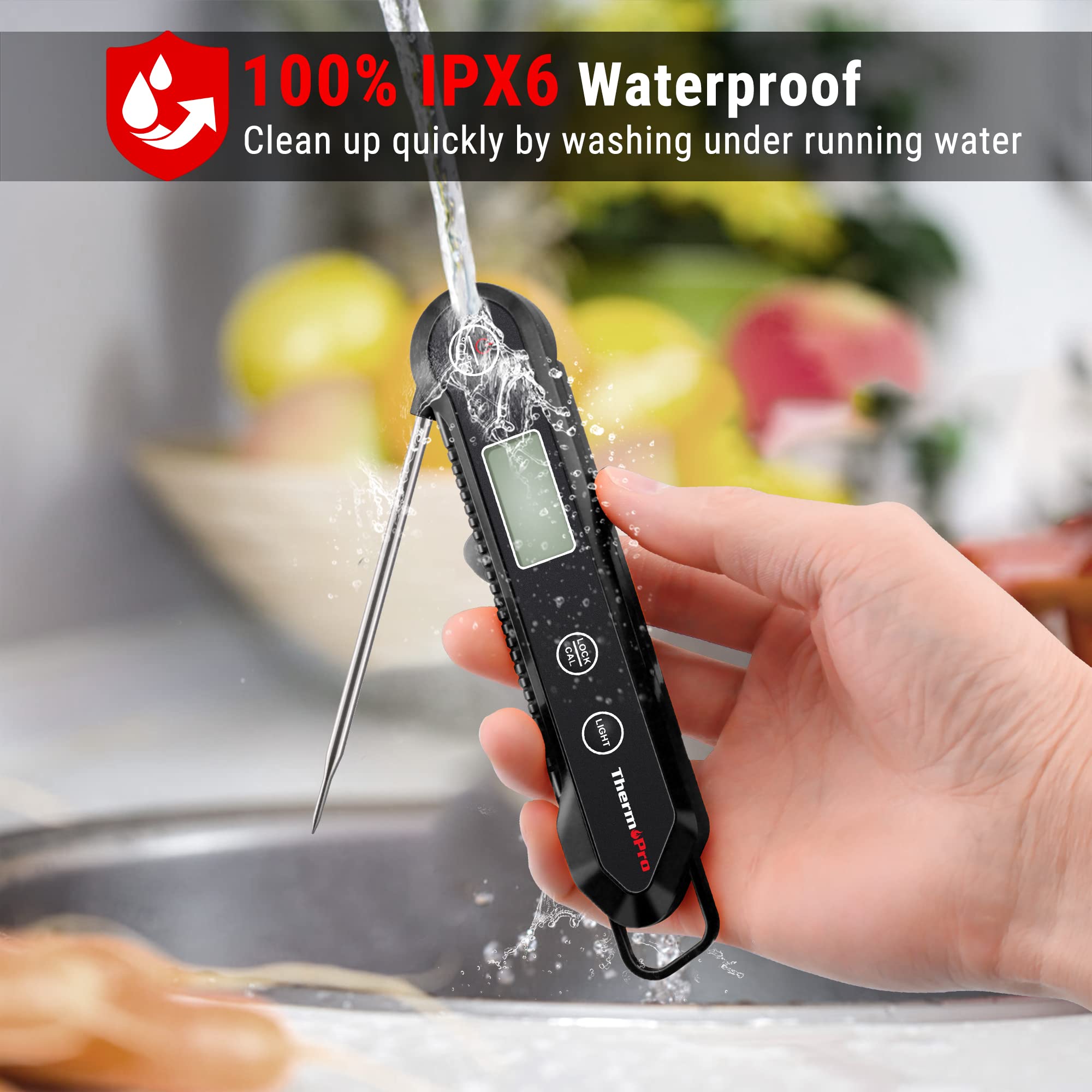 Foto 4 | Termómetro Digital Para Carne Thermopro  Lectura Instantánea  Resistente Al Agua - Venta Internacional.