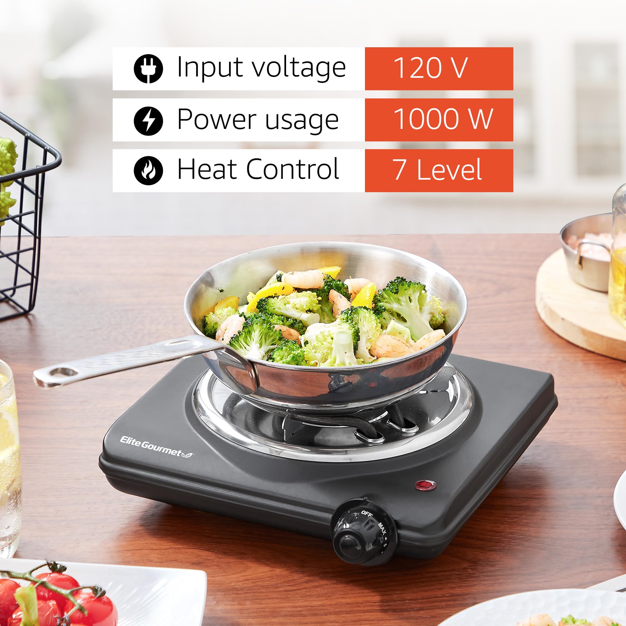 Foto 7 pulgar | Placa Eléctrica Elite Gourmet Esb100b Negra - Venta Internacional