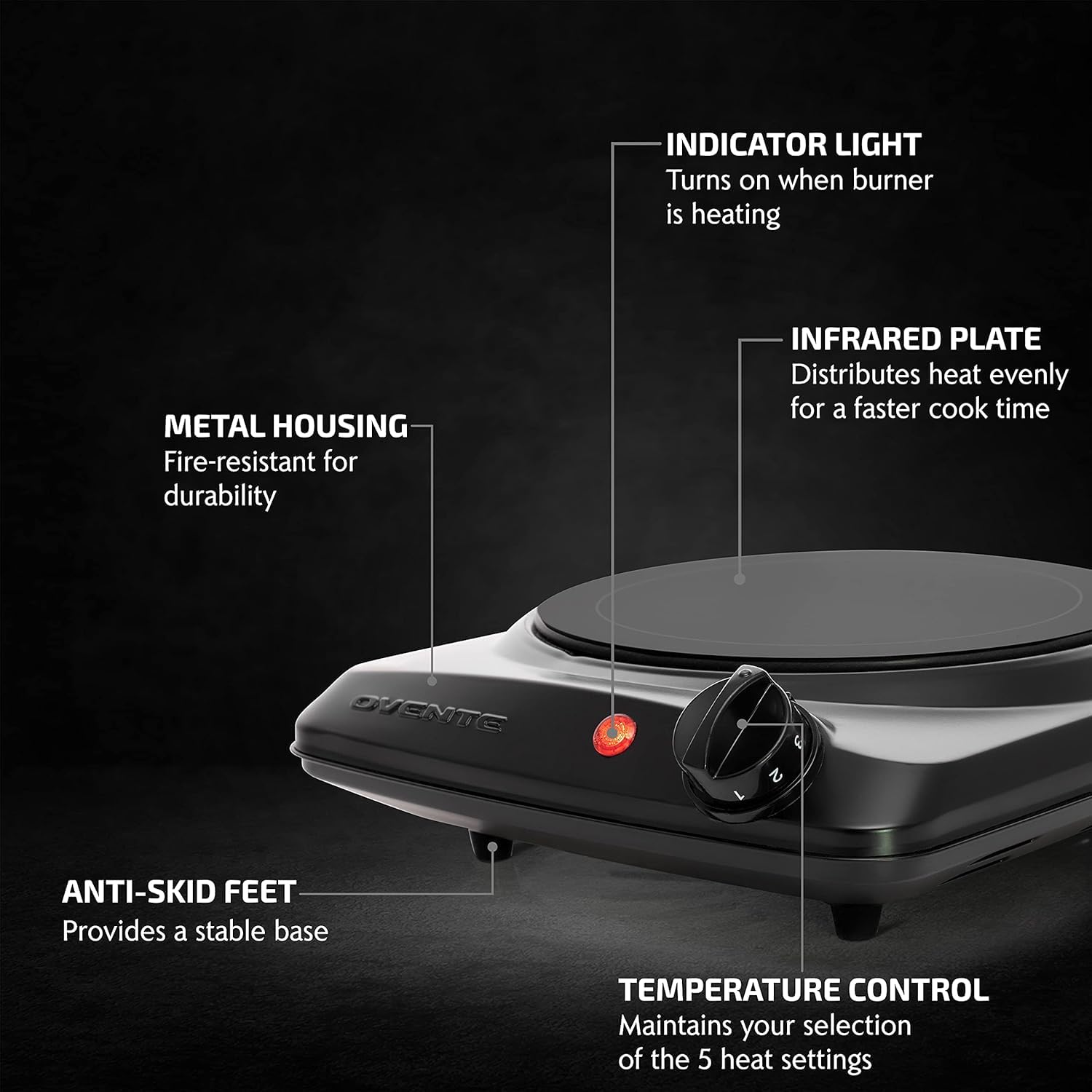 Foto 3 pulgar | Parrilla Ovente Bgi101b 1000w - Venta Internacional