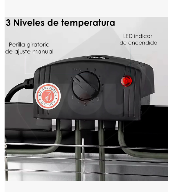 Foto 5 pulgar | Parrilla Eléctrica Portátil BBQ 3 Niveles 2000 W Negro