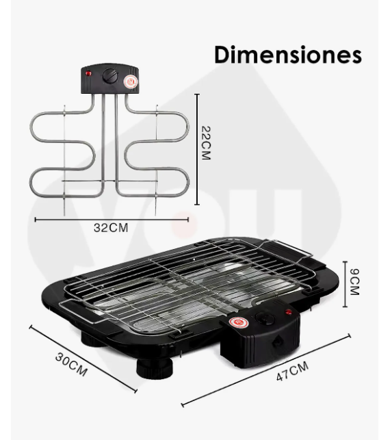 Foto 6 pulgar | Parrilla Eléctrica Portátil BBQ 3 Niveles 2000 W Negro