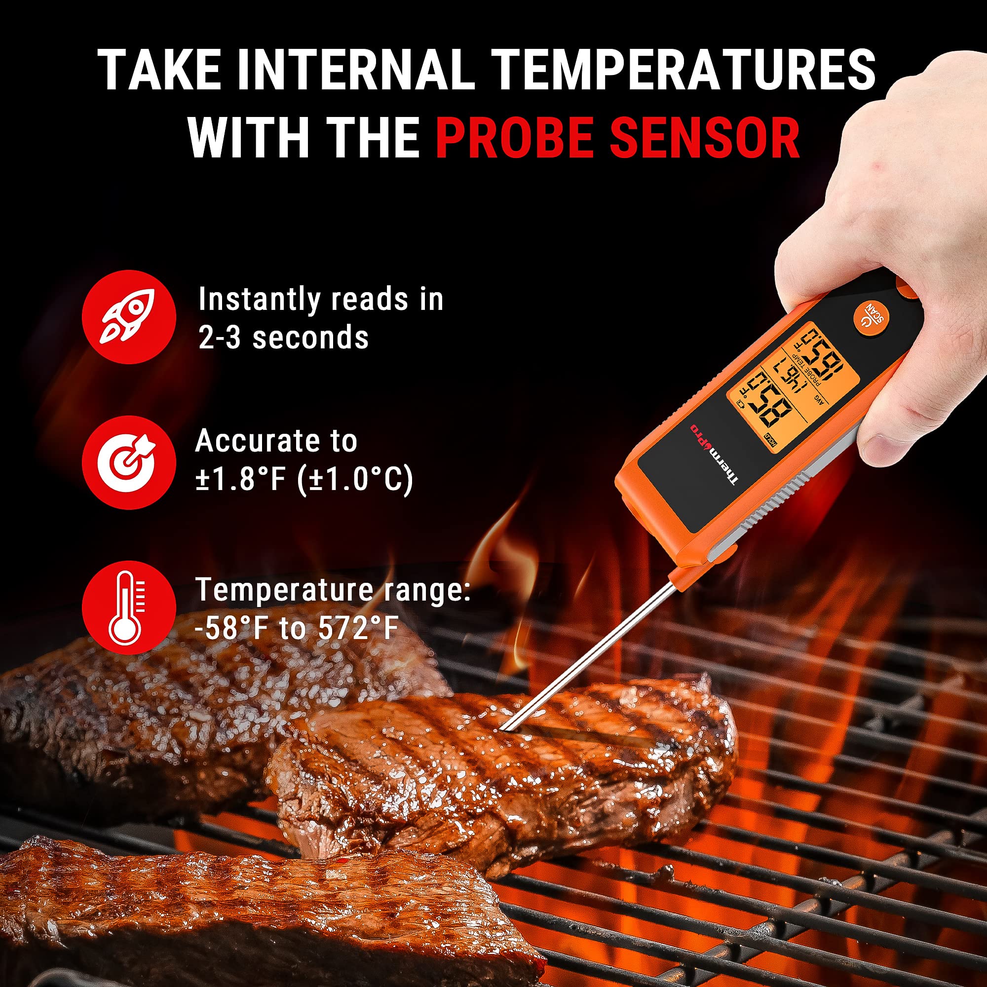 Foto 4 pulgar | Termómetro Thermopro Tp420 2 En 1 De Lectura Instantánea Para Cocinar - Venta Internacional.